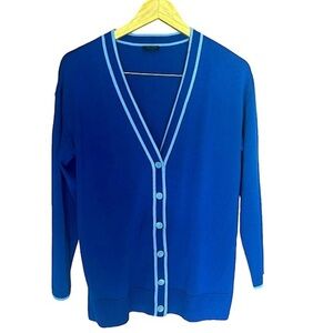 NEW Talbots Royal Blue Cardigan Sweater Size Medium V Neck Button Front